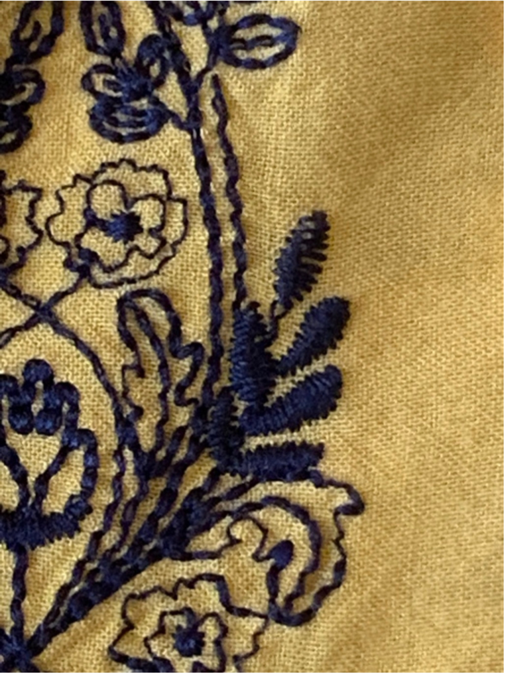 Love Tree Top Large yellow Blue Embroidered Trim - Picture 4 of 7